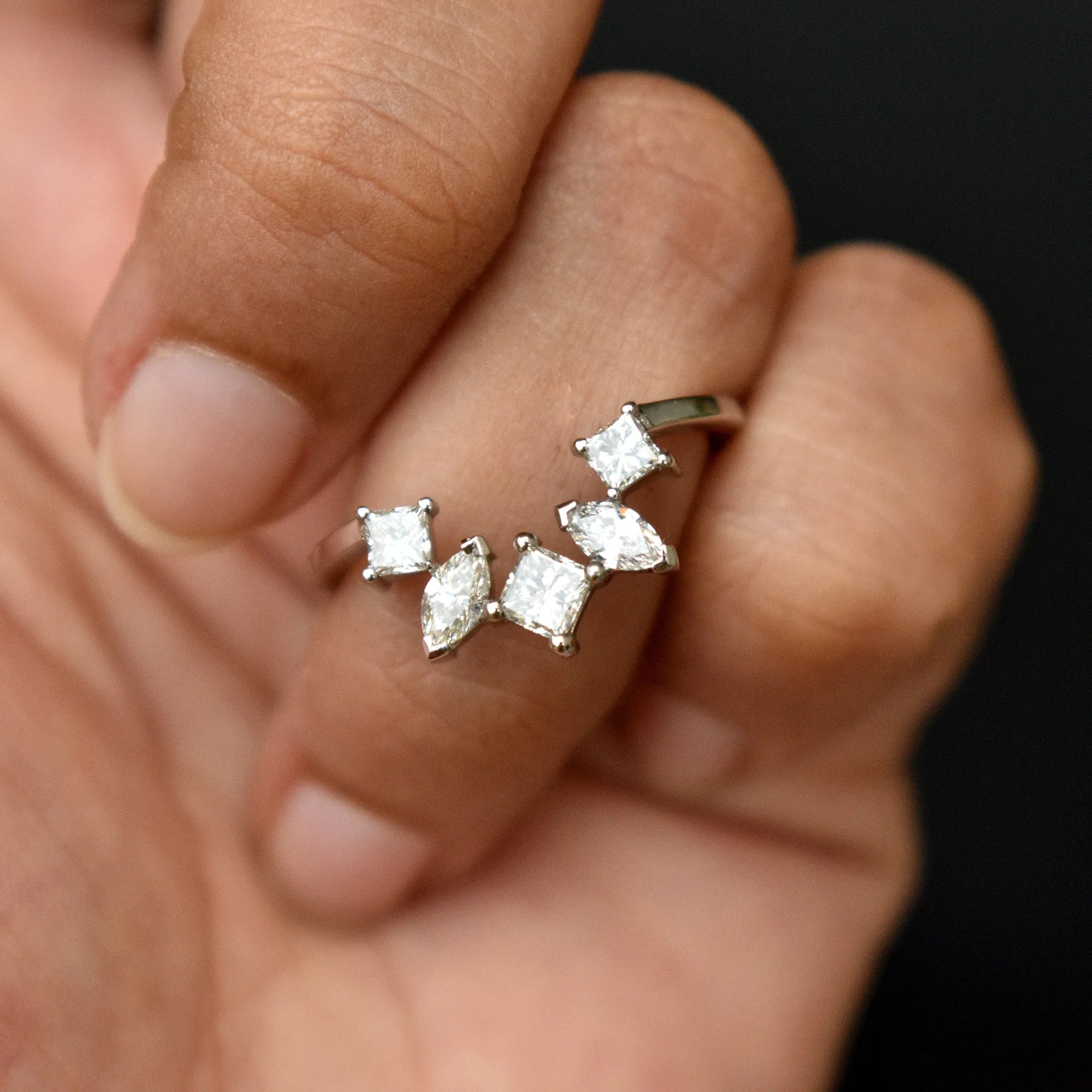 Princess & Marquise Diamond Stack Ring