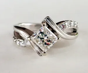 Princess Diamond Curved Wedding Ring