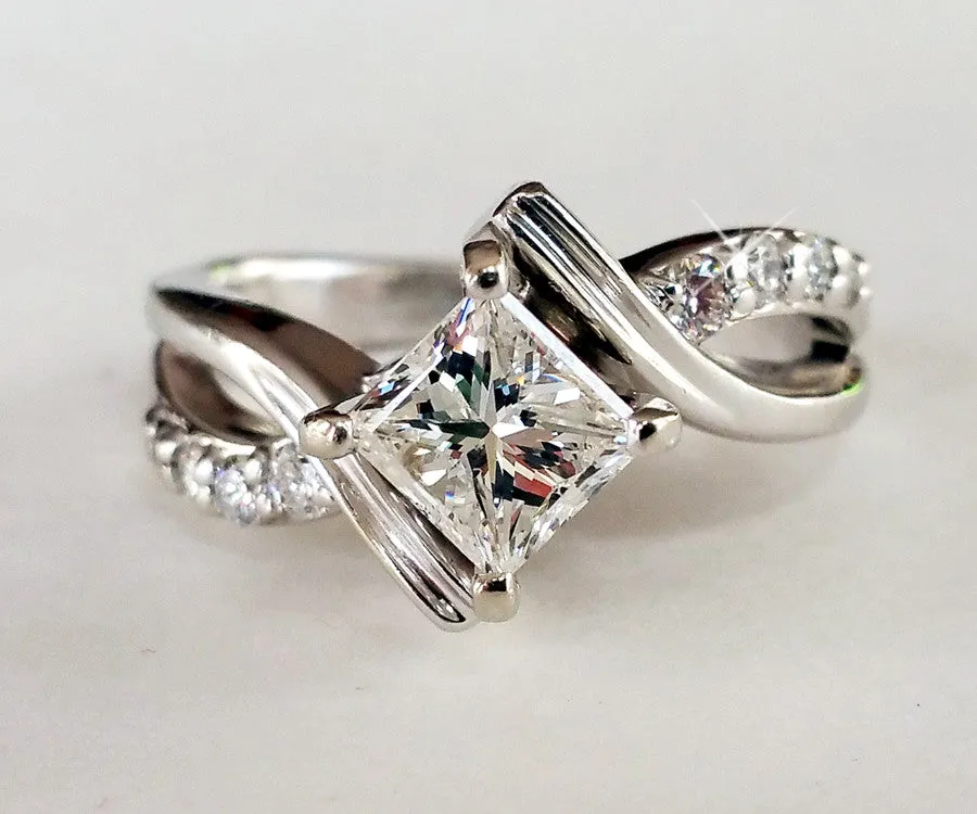Princess Diamond Curved Wedding Ring