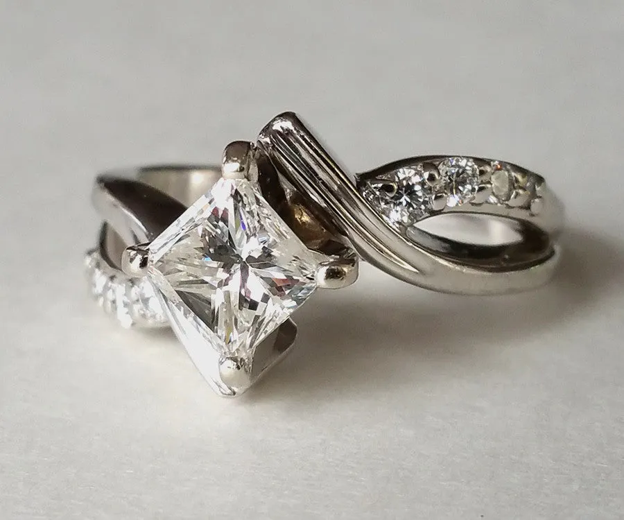 Princess Diamond Curved Wedding Ring