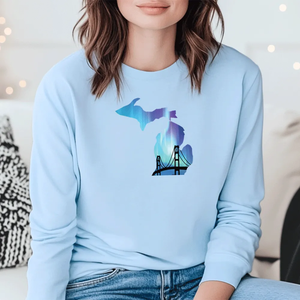 "Bridge Northern Lights" Relaxed Fit Long Sleeve Unisex T-Shirt
