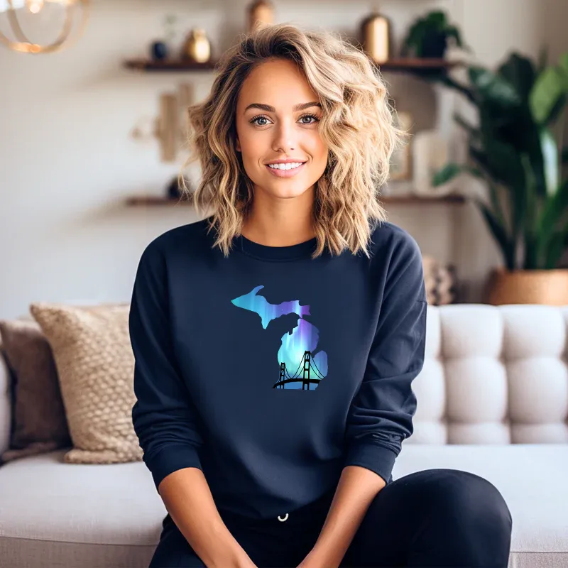 "Bridge Northern Lights" Relaxed Fit Long Sleeve Unisex T-Shirt
