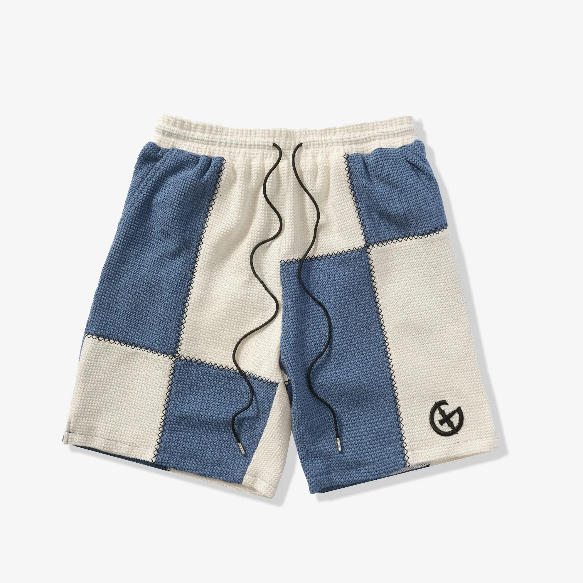 "Dopamine" Knitted Shorts (blue/cream)