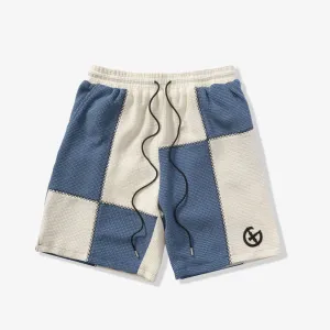 "Dopamine" Knitted Shorts (blue/cream)