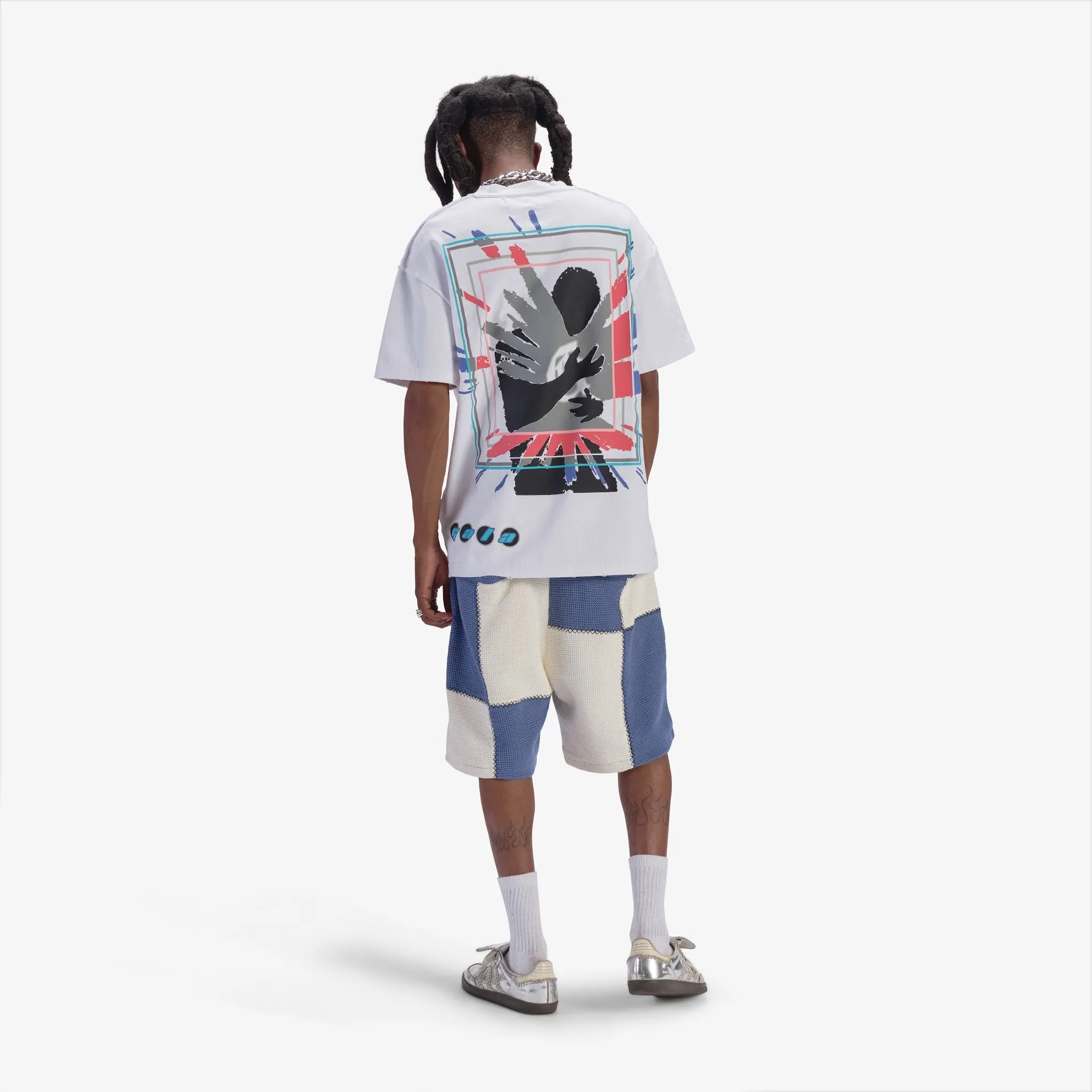 "Dopamine" Knitted Shorts (blue/cream)