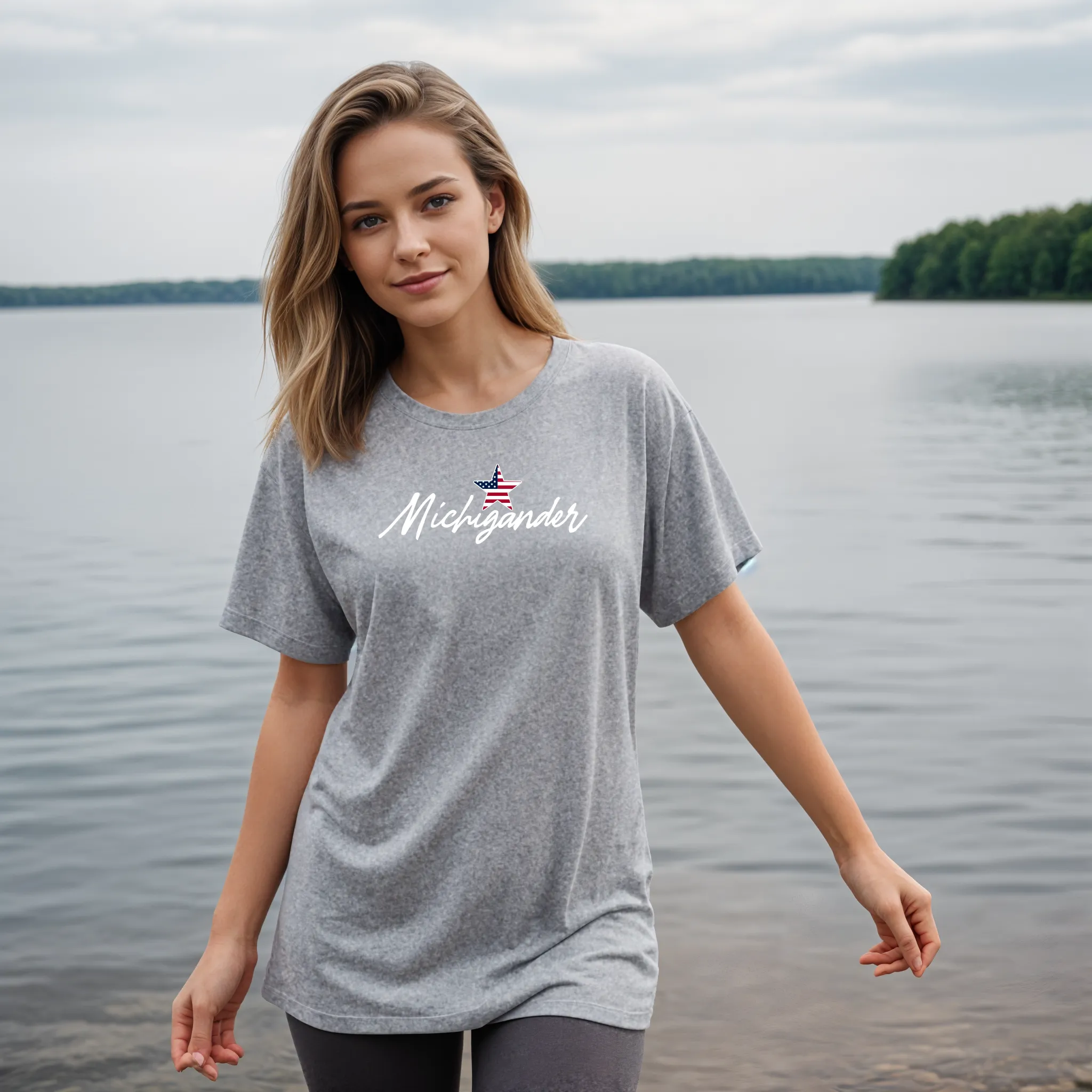 "Flag Michigander" Relaxed Fit Crew Unisex T-Shirt
