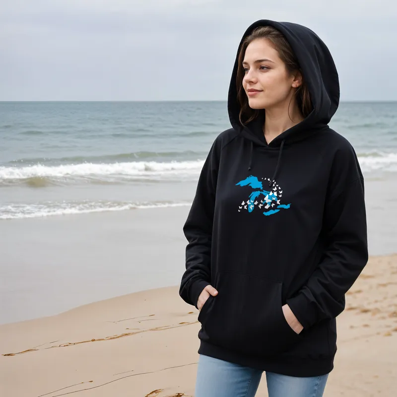 "Great Lakes Butterfly" Relaxed Fit Classic Unisex Hoodie