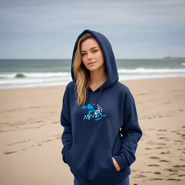 "Great Lakes Butterfly" Relaxed Fit Classic Unisex Hoodie