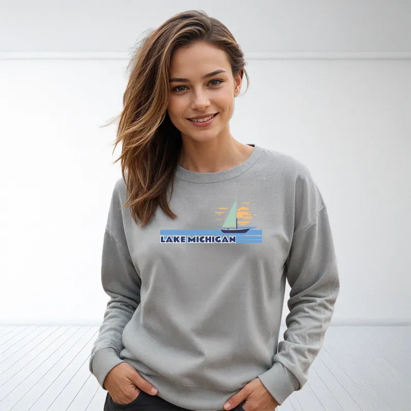 "Lake Michigan" Relaxed Fit Classic Crew Unisex Sweatshirt