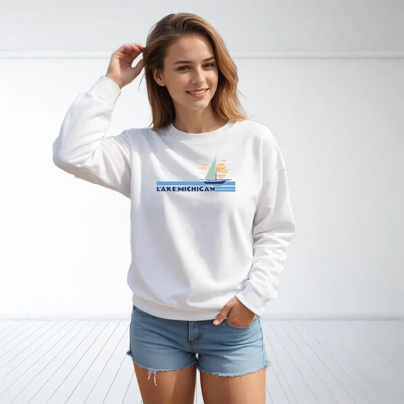 "Lake Michigan" Relaxed Fit Classic Crew Unisex Sweatshirt
