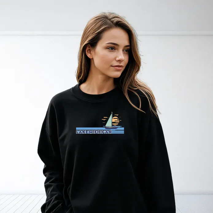 "Lake Michigan" Relaxed Fit Classic Crew Unisex Sweatshirt