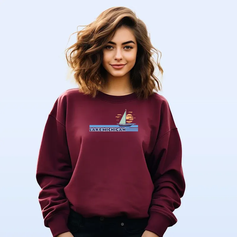 "Lake Michigan" Relaxed Fit Classic Crew Unisex Sweatshirt