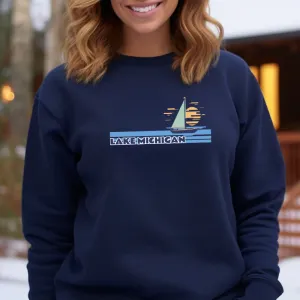 "Lake Michigan" Relaxed Fit Classic Crew Unisex Sweatshirt