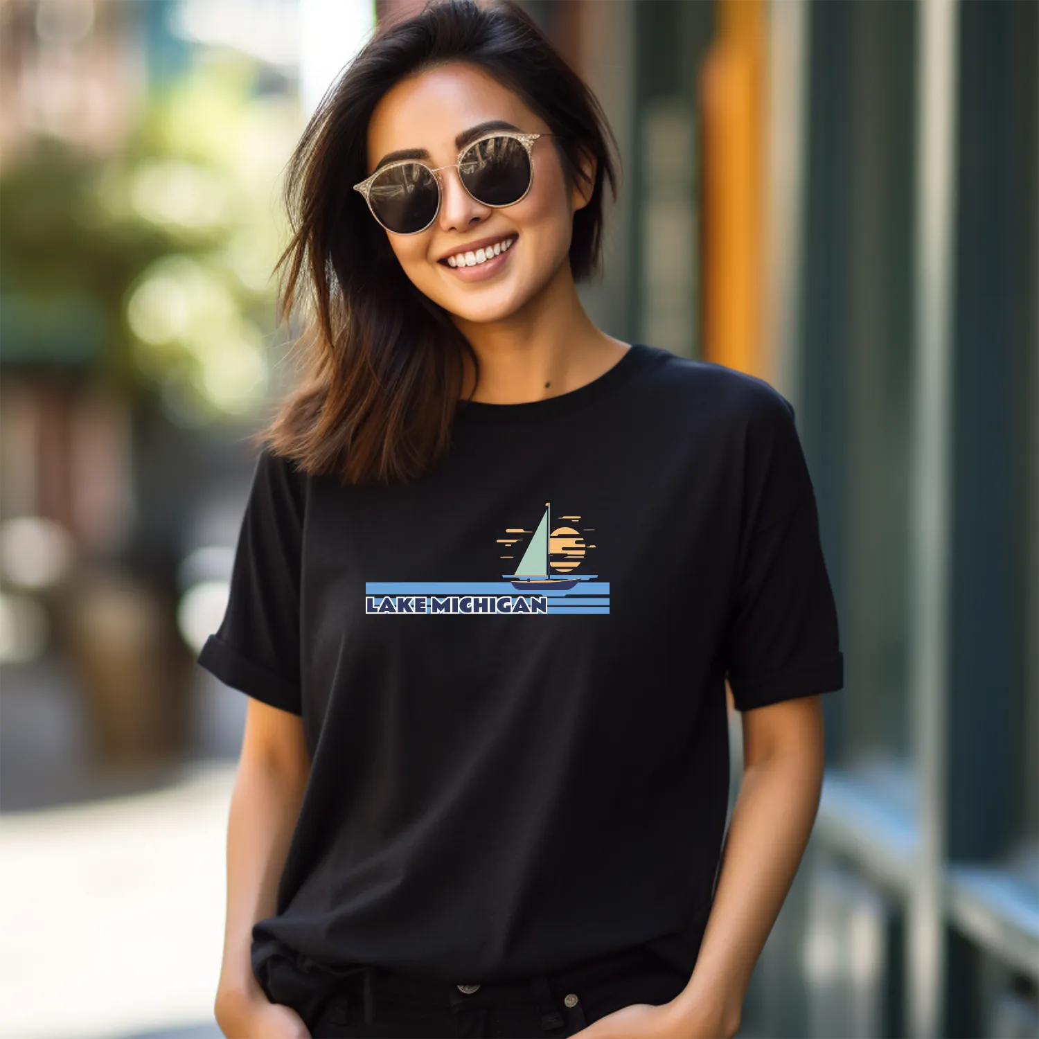 "Lake Michigan" Relaxed Fit Crew Unisex T-Shirt
