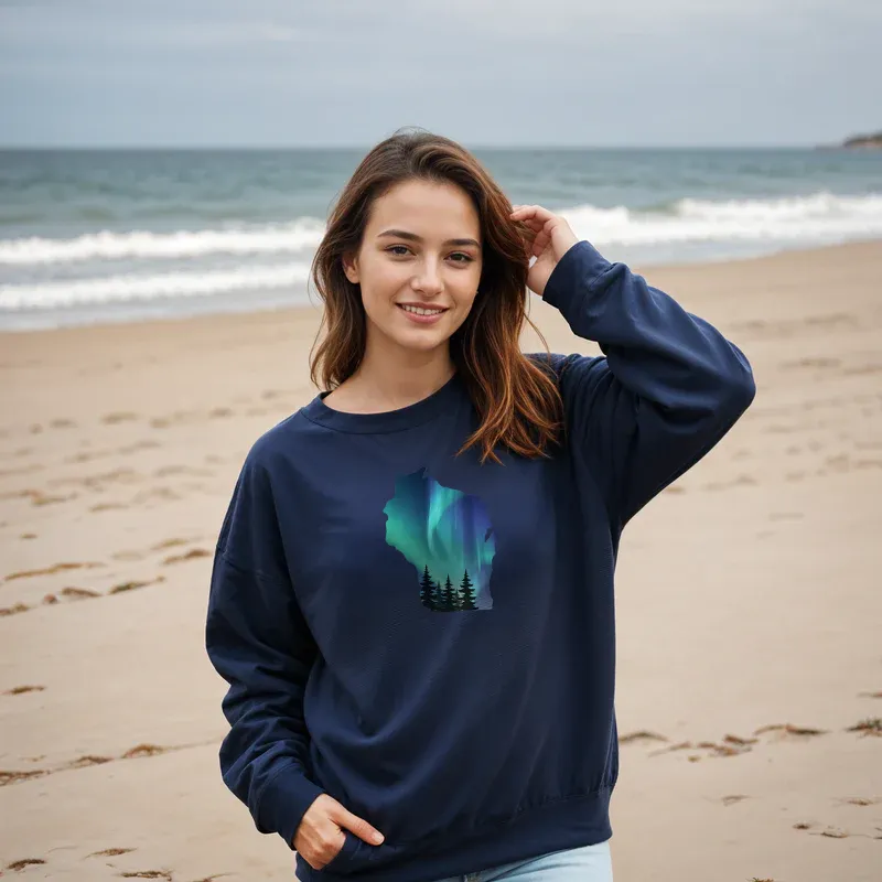 "Wisconsin Northern Lights" Relaxed Fit Classic Crew Unisex Sweatshirt