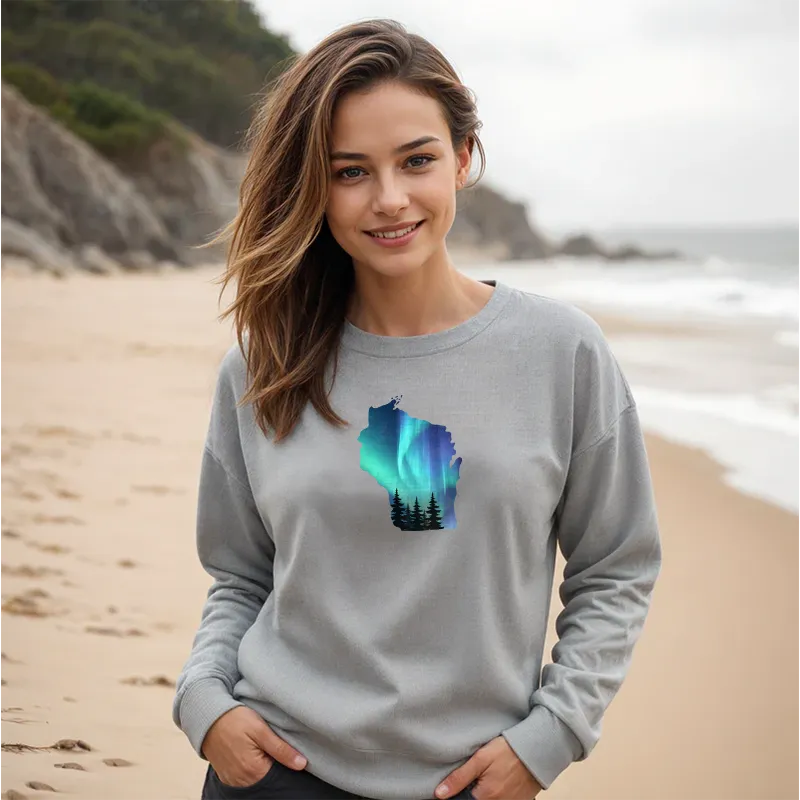 "Wisconsin Northern Lights" Relaxed Fit Classic Crew Unisex Sweatshirt