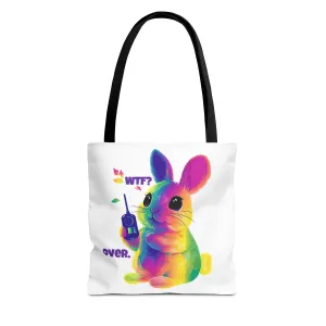 Rainbow Bunny WTF Tote Bag | LGBTQ  Pride Statement Bag