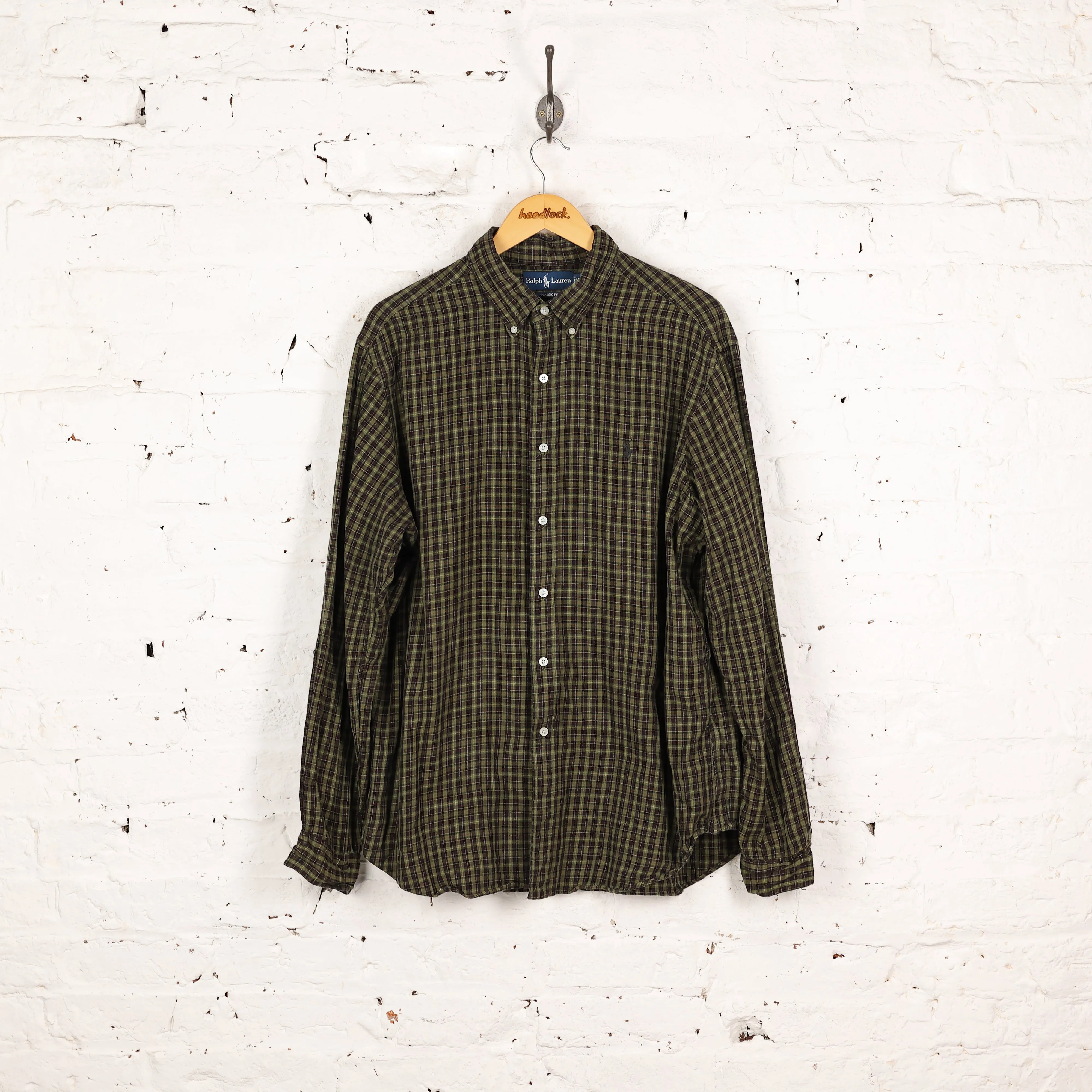 Ralph Lauren Classic Fit Check Shirt - Green - XL