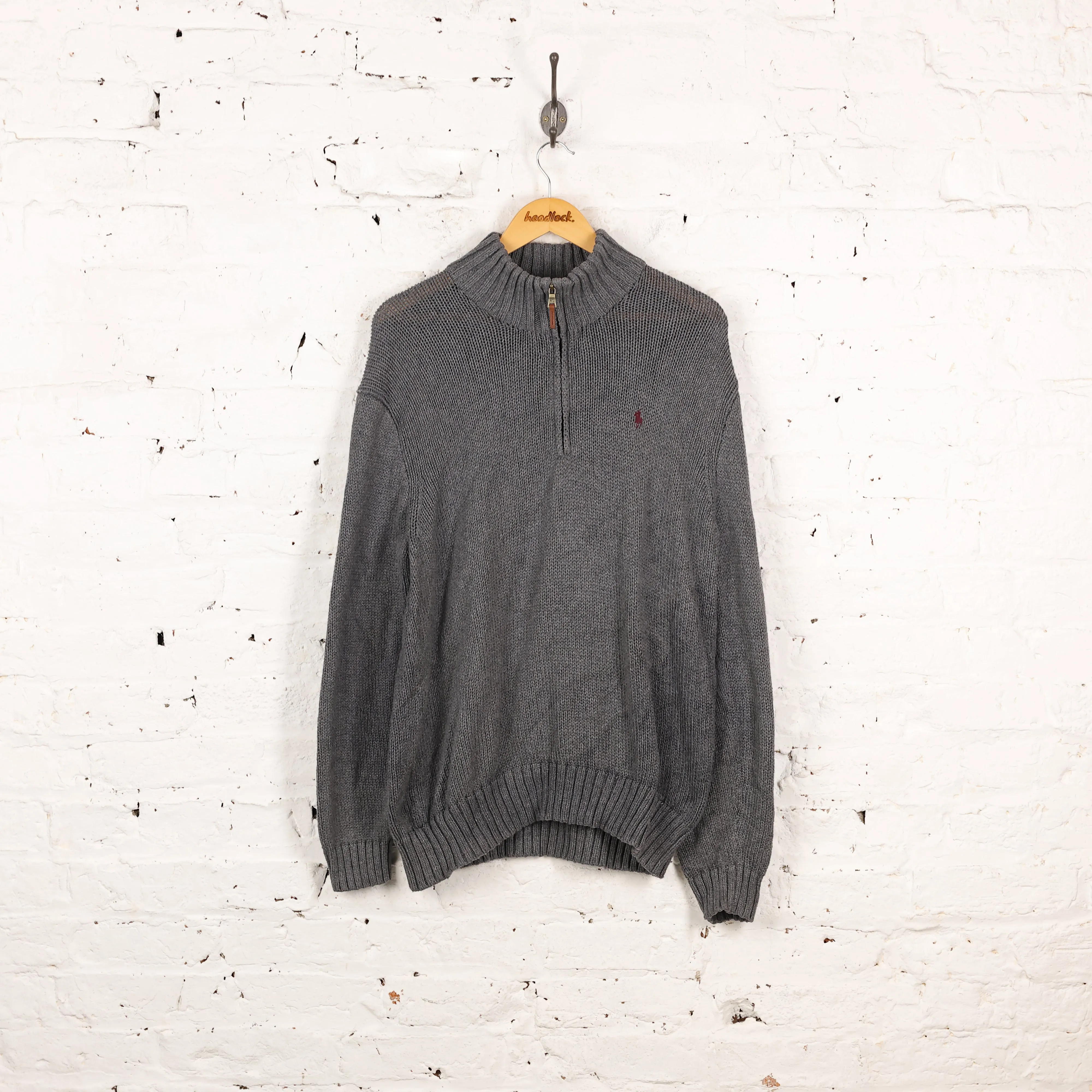 Ralph Lauren Knit 1/4 Zip Jumper - Grey - L