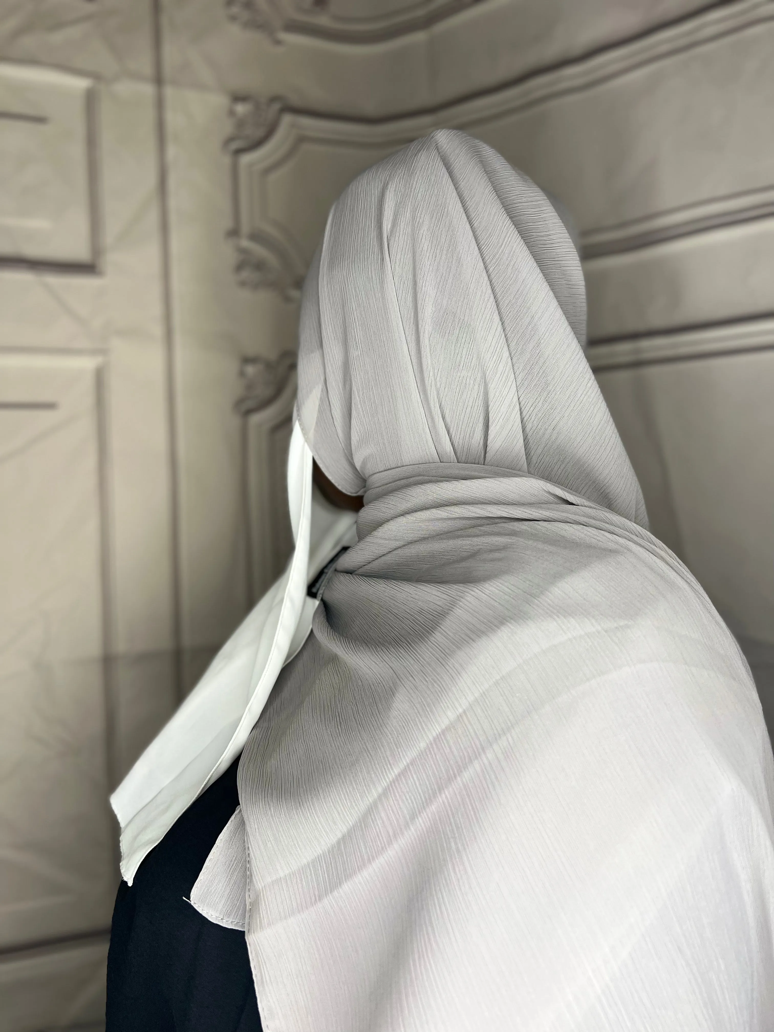Ramadan  Georgette Crepe Hijab Box : Silver