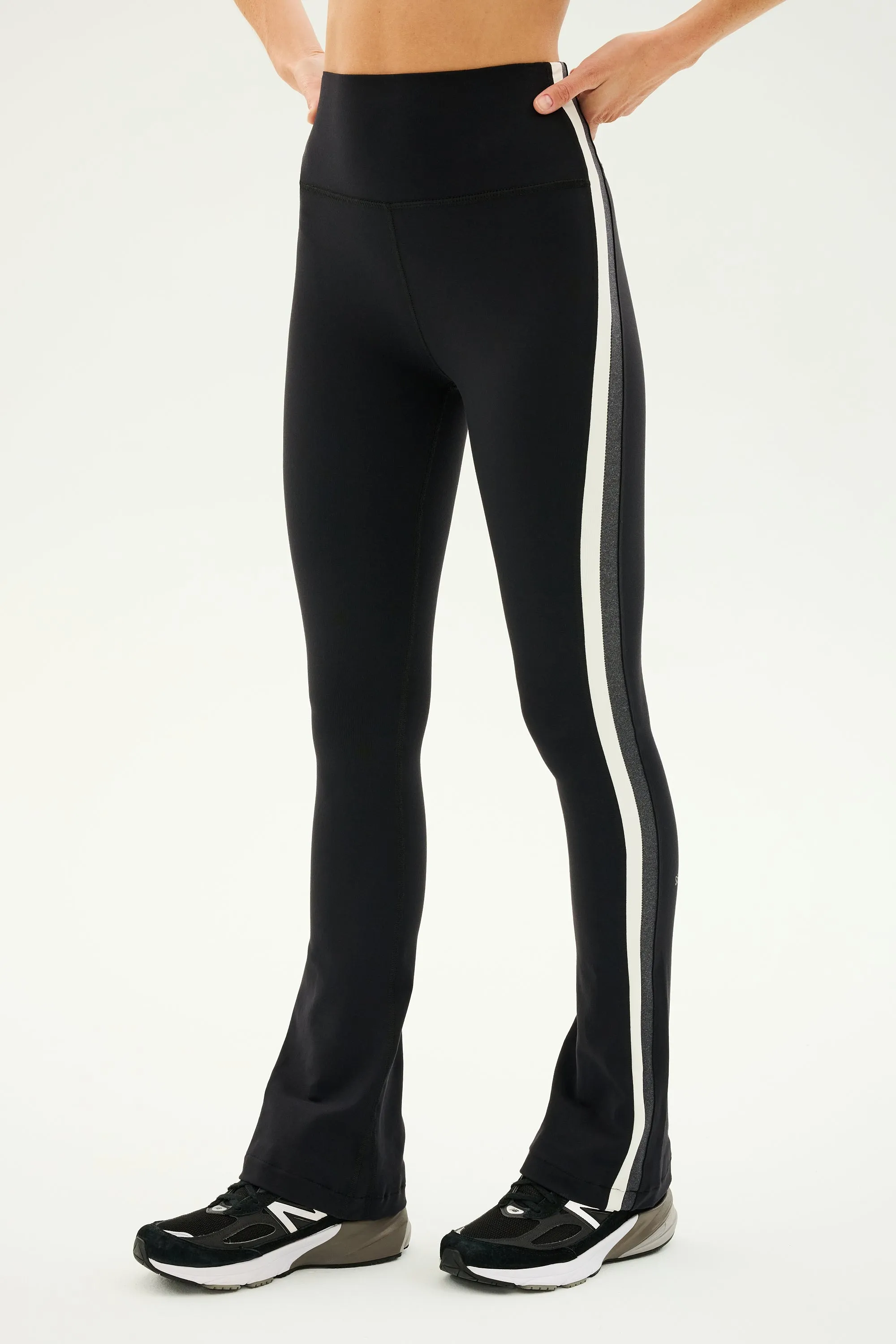 Raquel High Waist Flared Legging - Black/White/Heather Grey