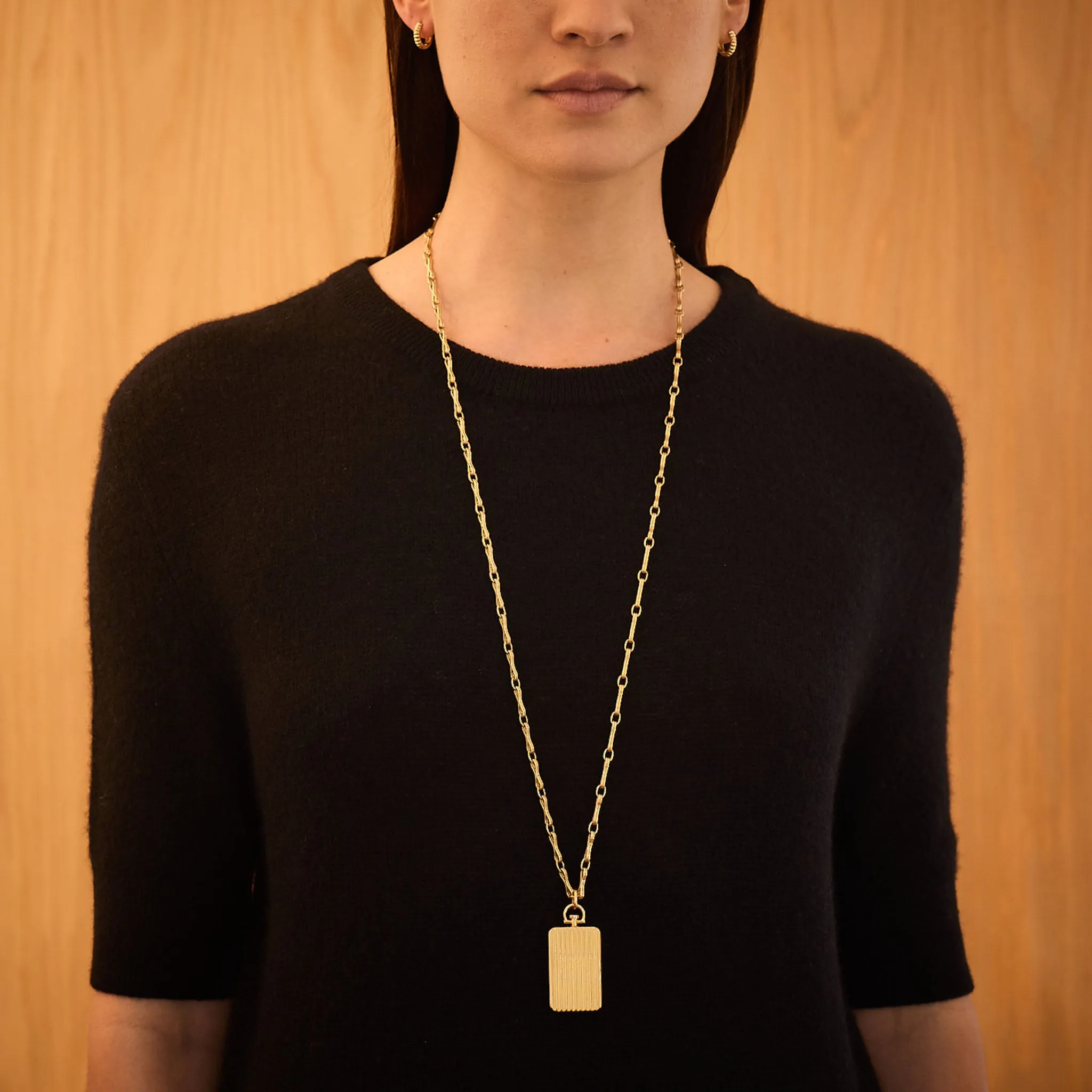 Rectangle Barre Photo Locket 18k Yellow Gold (Double Sided Barre)