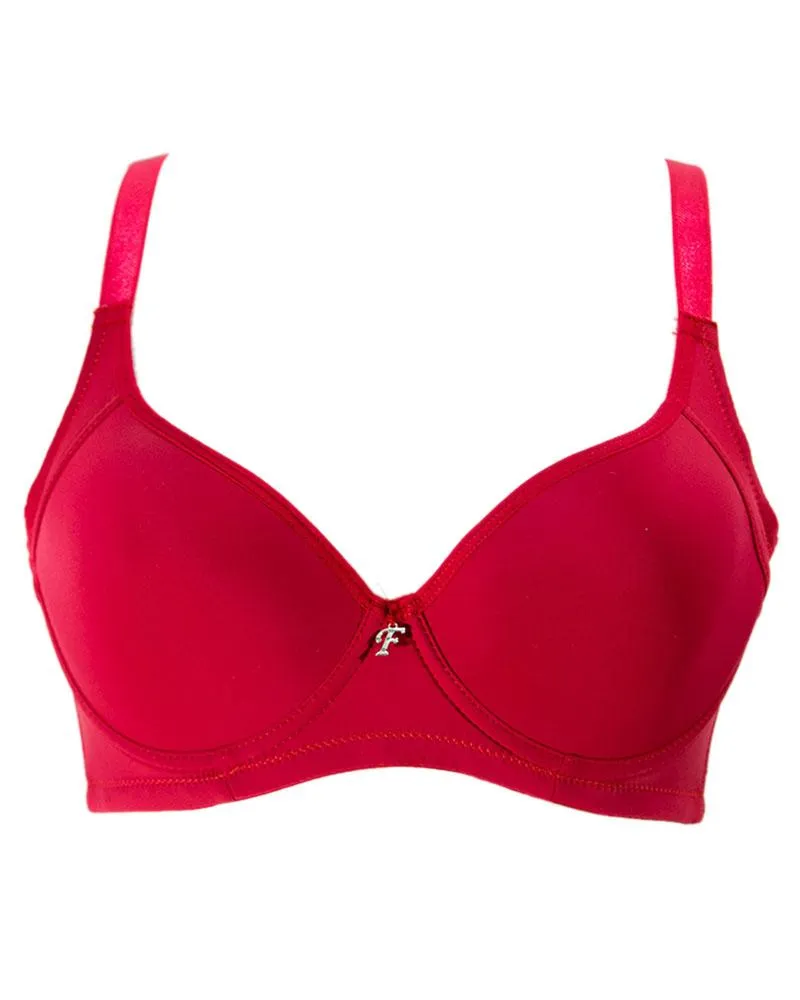 Red Push Up Seamless Underwire Flourish Bra for Women - Single Padded Bra - FL905