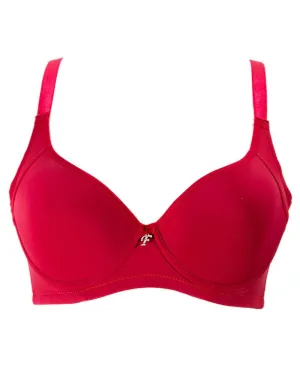 Red Push Up Seamless Underwire Flourish Bra for Women - Single Padded Bra - FL905