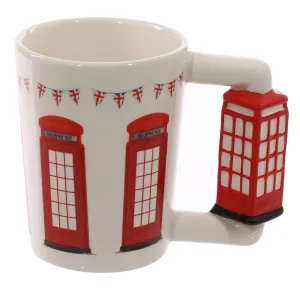 Red Telephone Box Ceramic Shaped Handle Mug with Decal