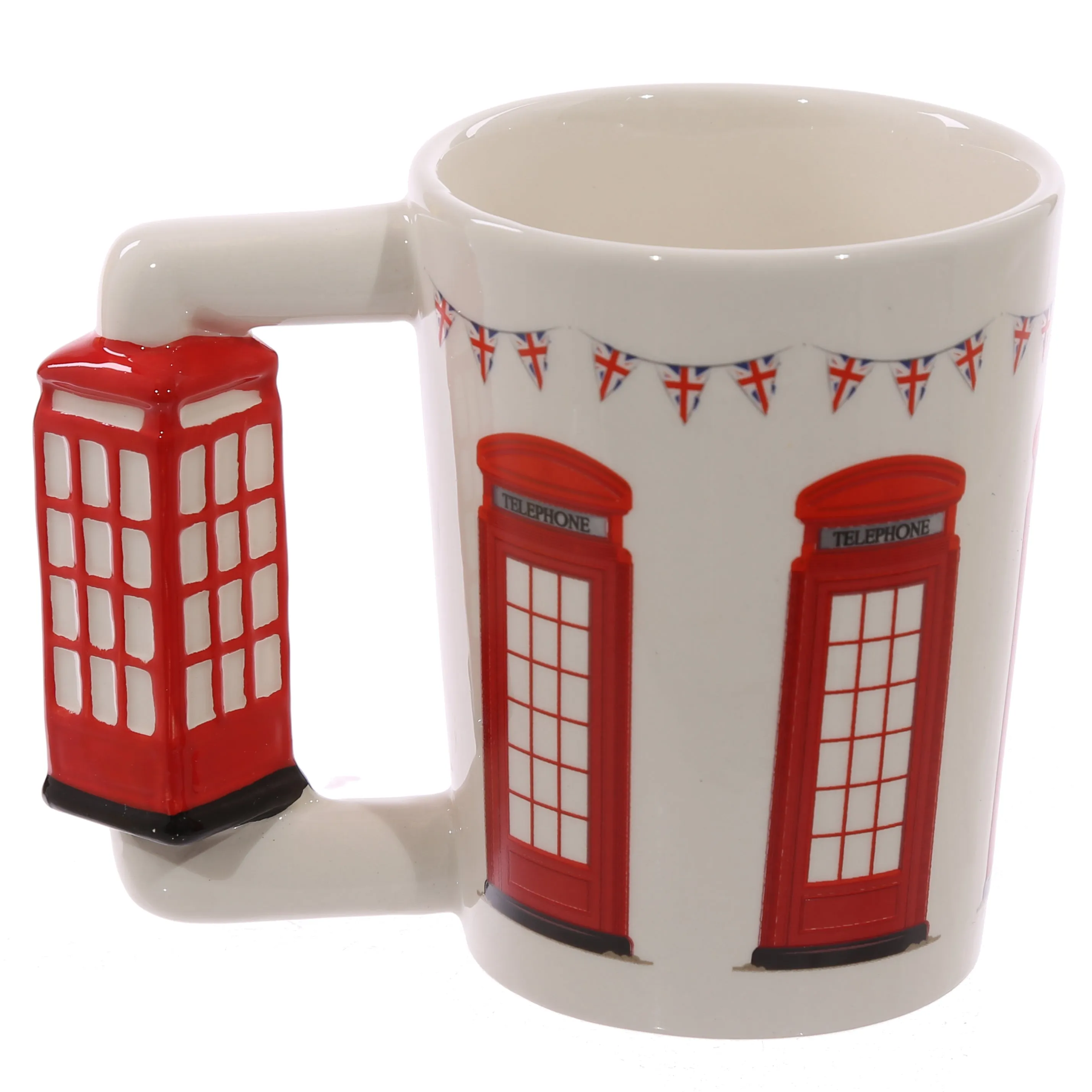Red Telephone Box Ceramic Shaped Handle Mug with Decal