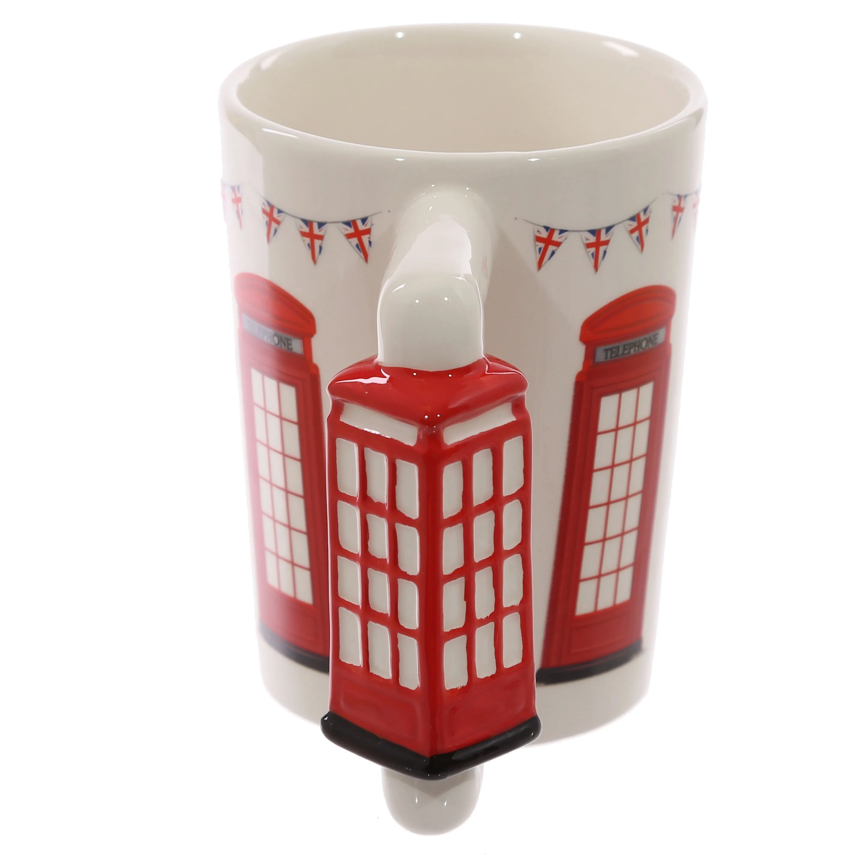 Red Telephone Box Ceramic Shaped Handle Mug with Decal