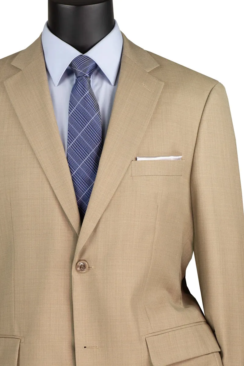 Regular Fit 2 Piece 2 Button Textured Weave Suit (Beige) 2LK-1