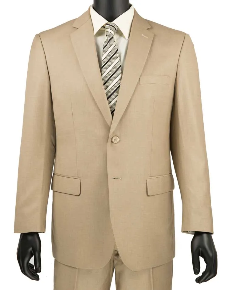 Regular Fit 2 Piece 2 Button Textured Weave Suit (Beige) 2LK-1