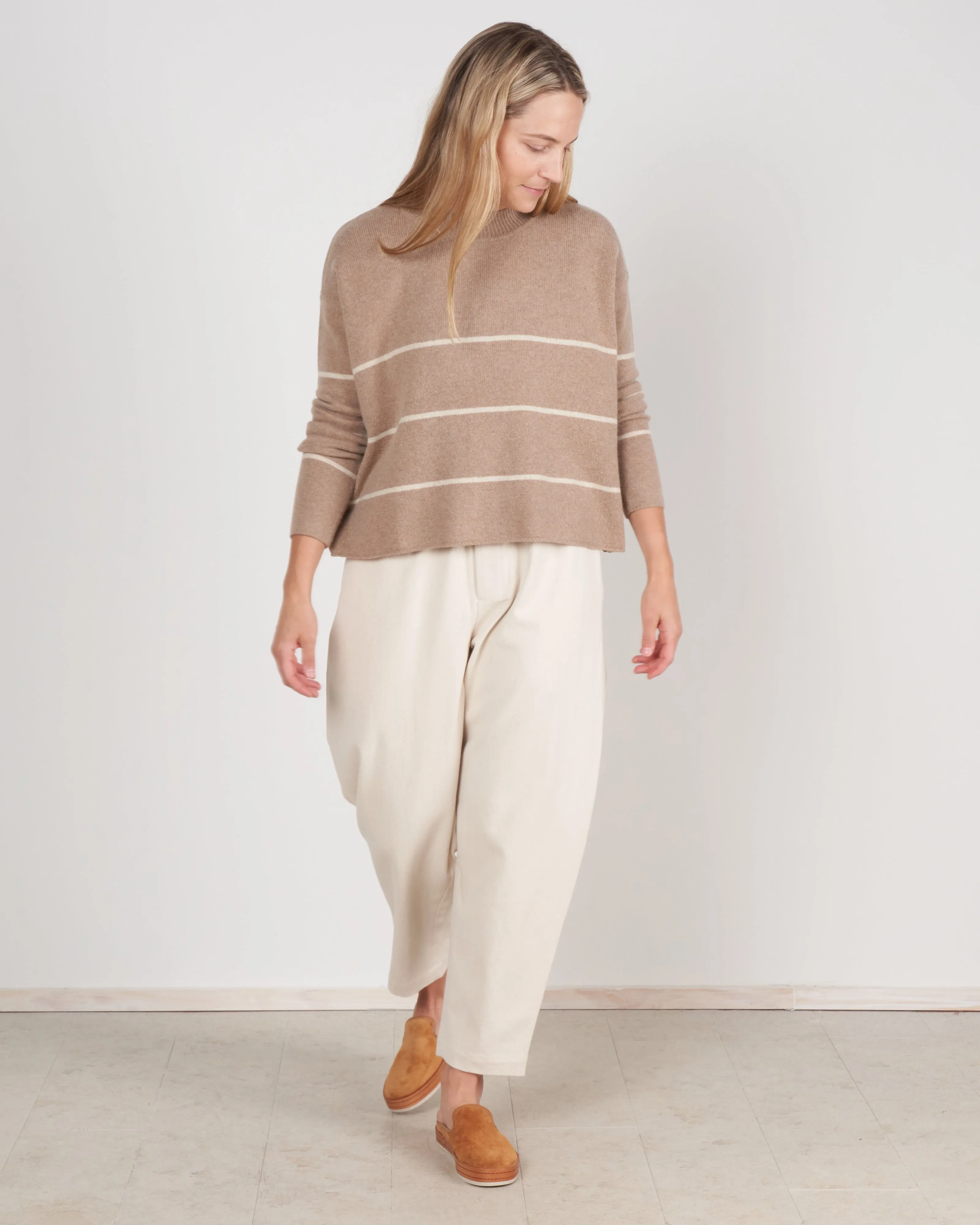 relaxed striped sweater - oatmeal