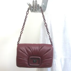 Roger Vivier Viv' Choc Shoulder Bag Burgundy Padded Leather