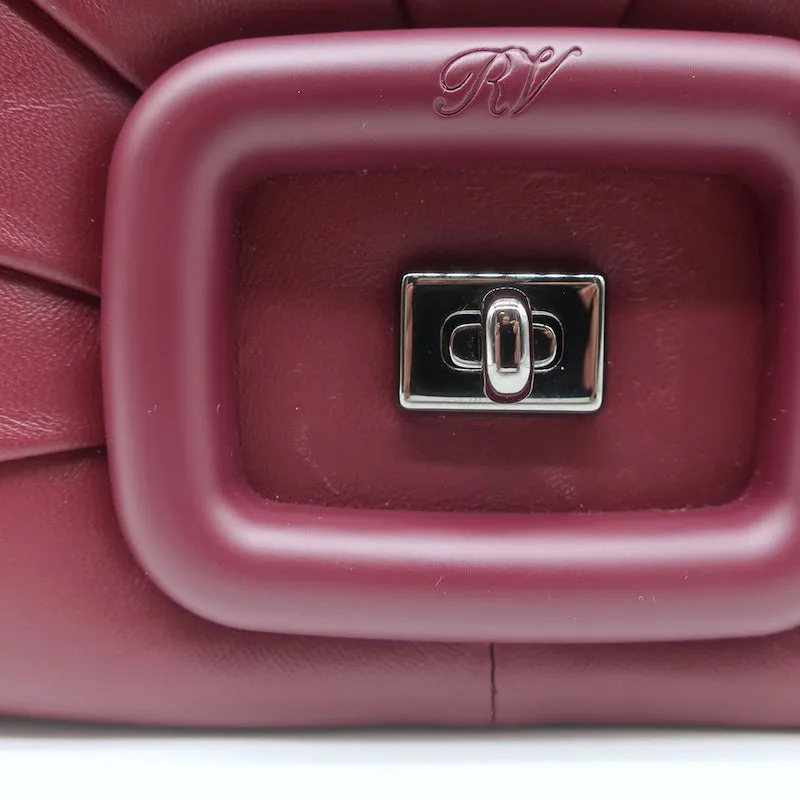 Roger Vivier Viv' Choc Shoulder Bag Burgundy Padded Leather