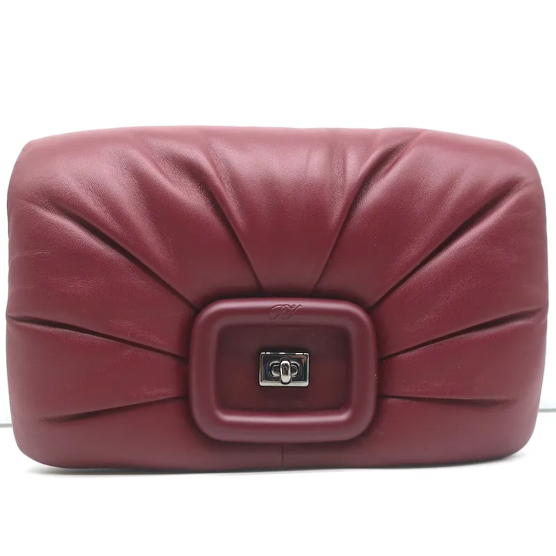 Roger Vivier Viv' Choc Shoulder Bag Burgundy Padded Leather