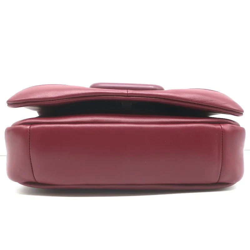 Roger Vivier Viv' Choc Shoulder Bag Burgundy Padded Leather