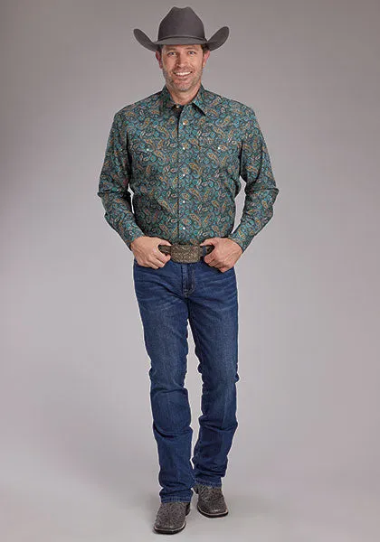 Roper Men's Long Sleeve Dusk Paisley Amarillo Snap Shirt