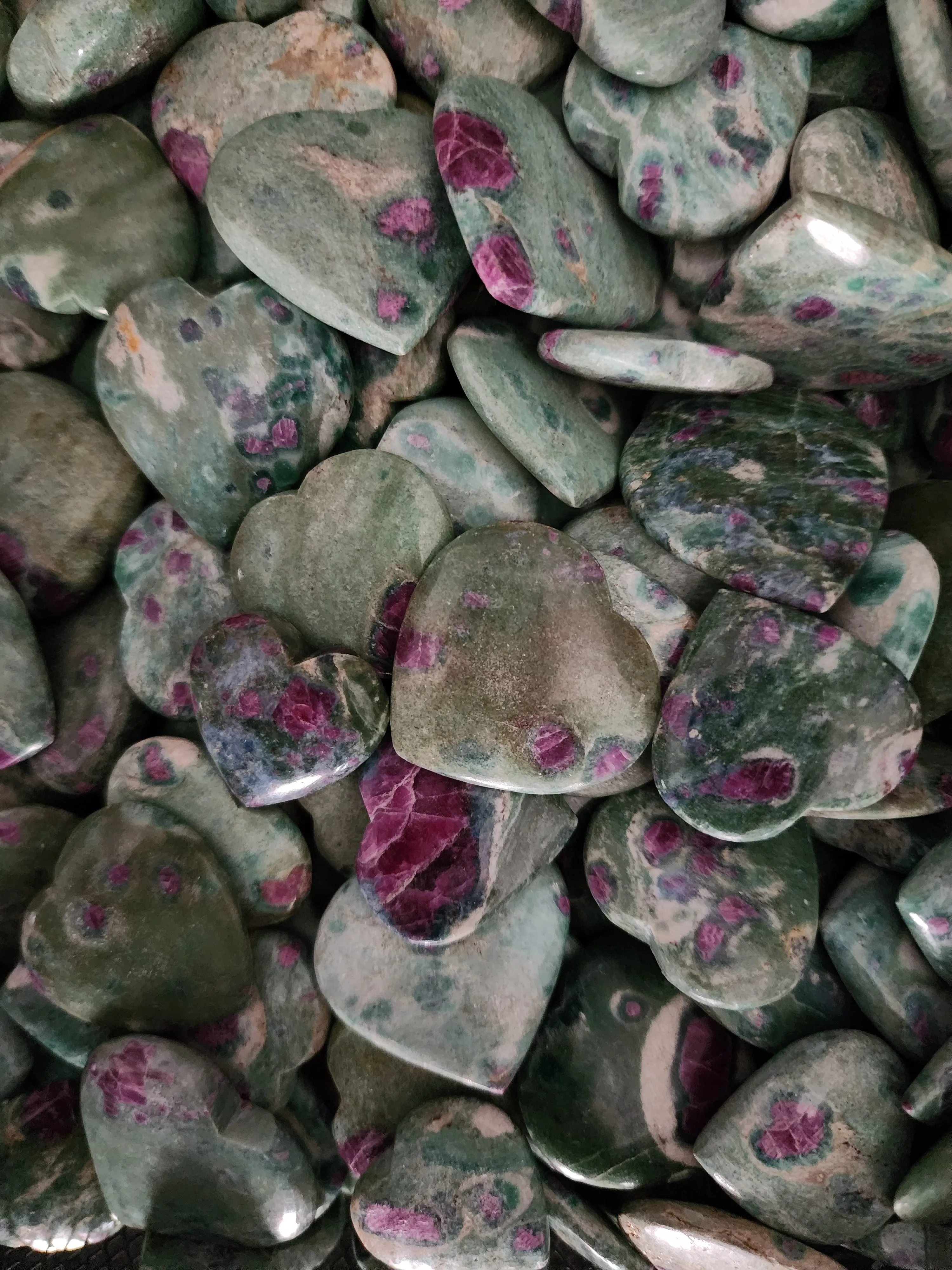 Ruby in Fuschite large heart shapes