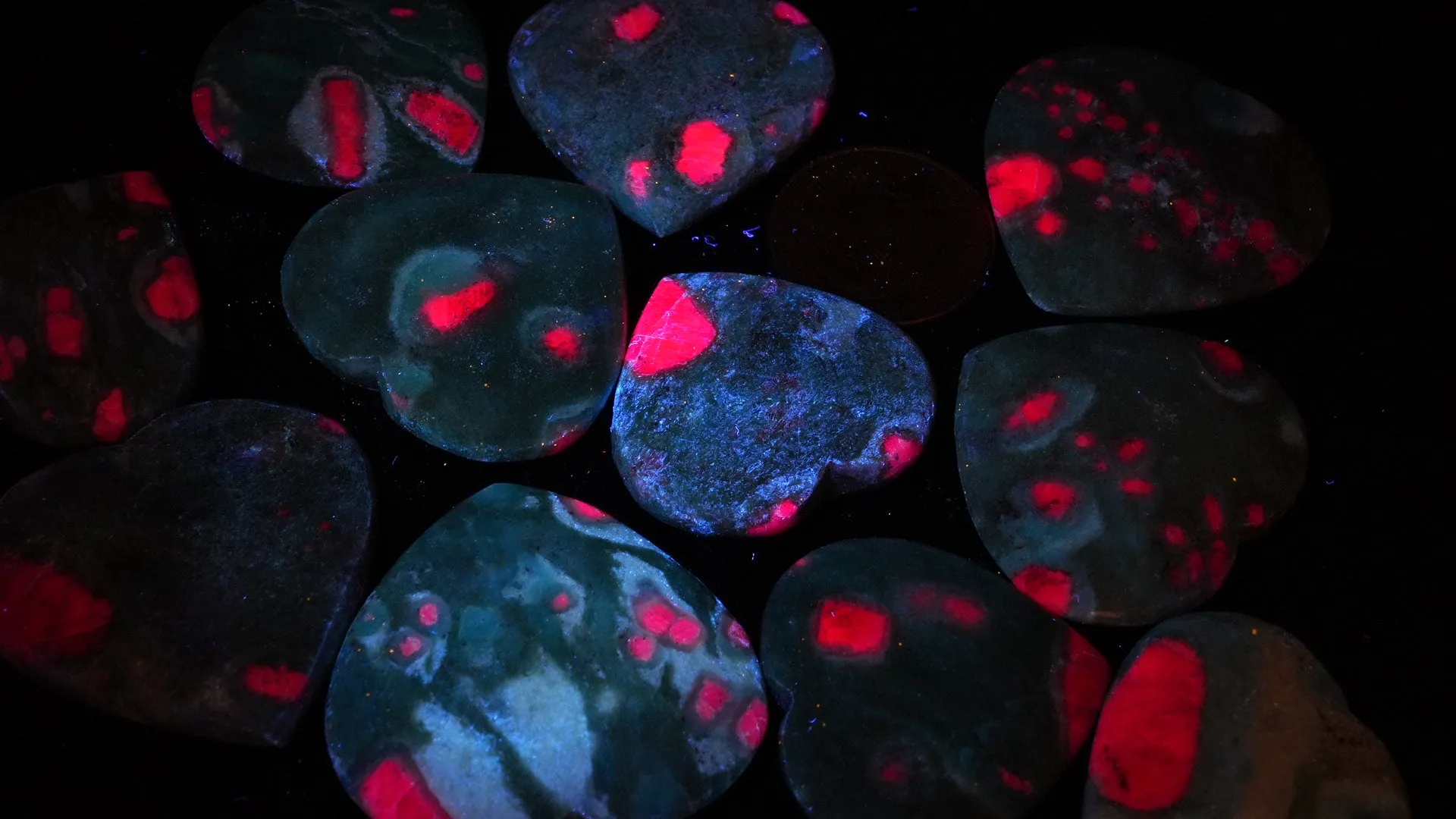 Ruby in Fuschite large heart shapes