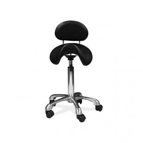 Saddle with Back Rest Aluminium Base Twin Wheels
