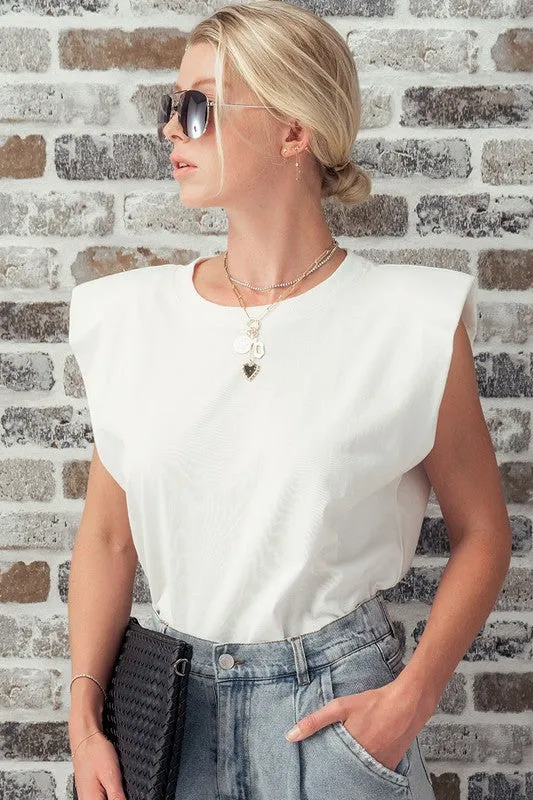 Sage Padded Shoulder Tee