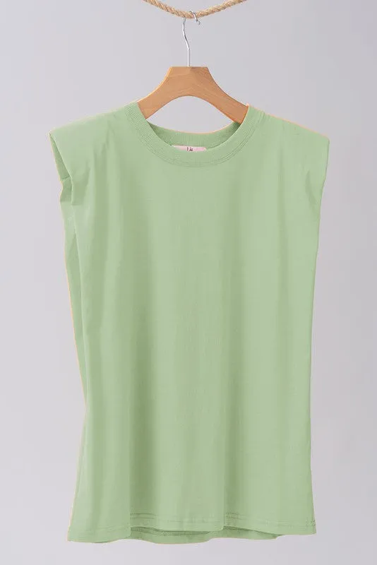 Sage Padded Shoulder Tee