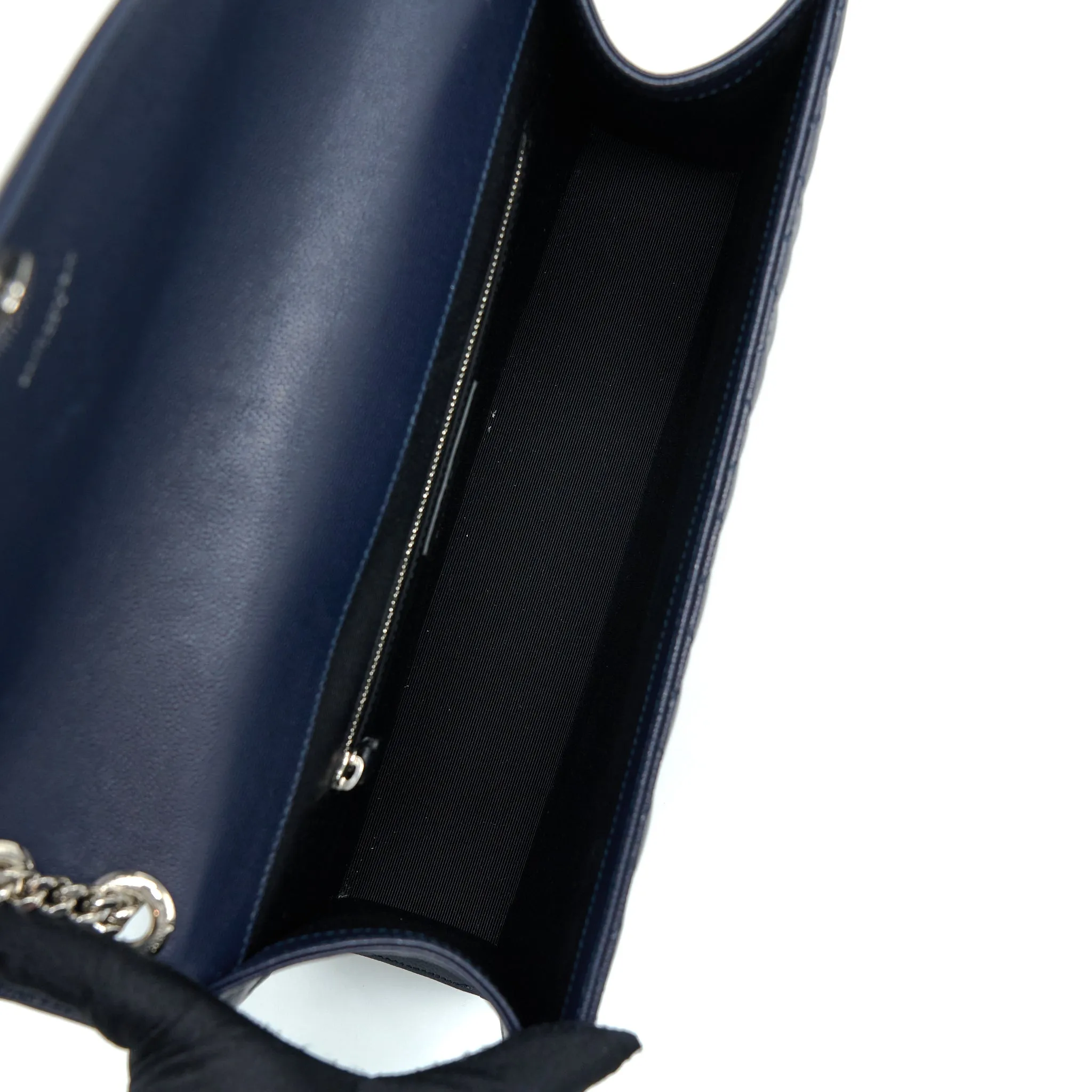Saint Laurent Envelop Shoulder Bag Calfskin Navy SHW