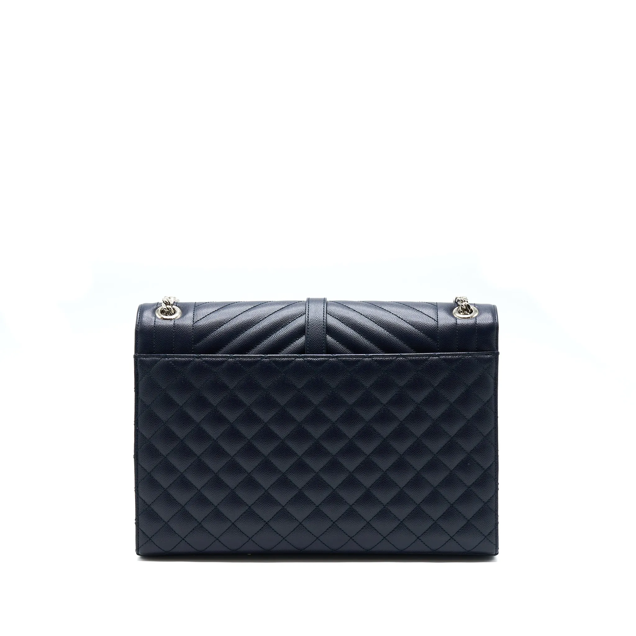 Saint Laurent Envelop Shoulder Bag Calfskin Navy SHW