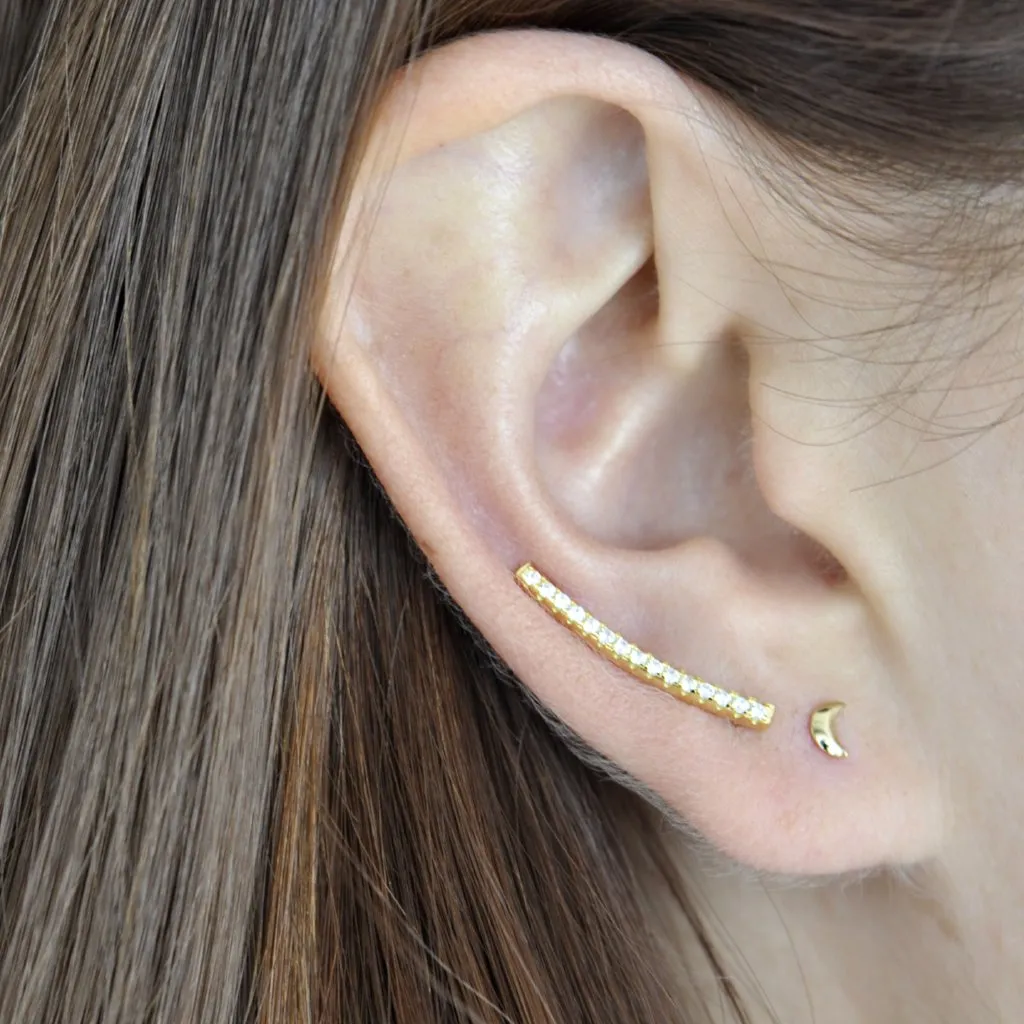 SALE - Curved CZ Ear Crawler