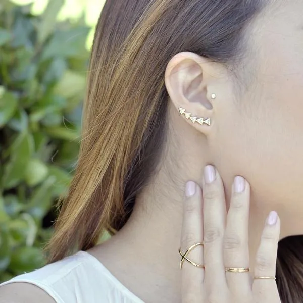 SALE - Curved CZ Multi-Triangle Ear Crawler