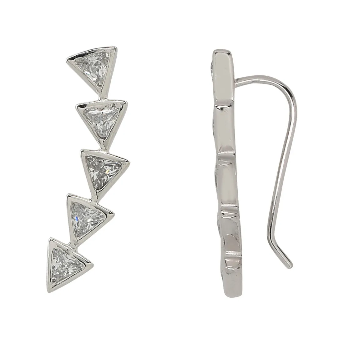 SALE - Curved CZ Multi-Triangle Ear Crawler