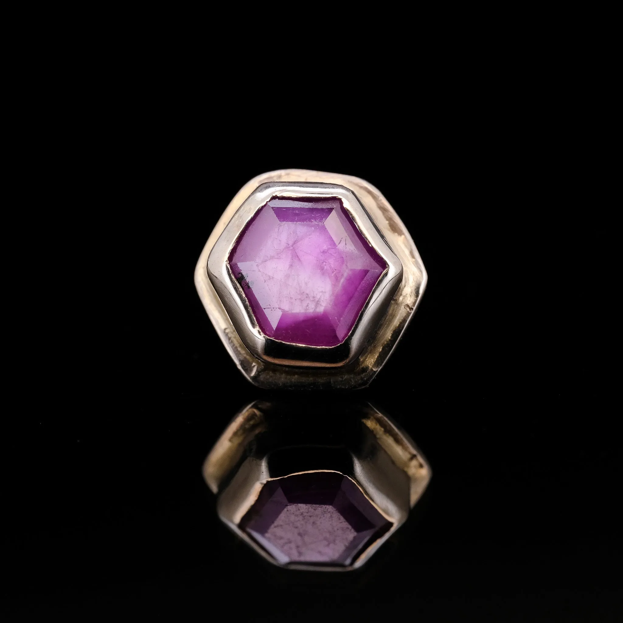 Sandman - Rose-Cut Ruby in 14kt White Gold - 14ga Threaded End